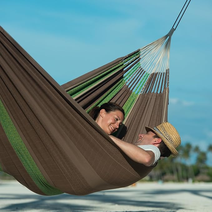 LA SIESTA Flora Chocolate - Organic Cotton Family Classic Hammock Size King