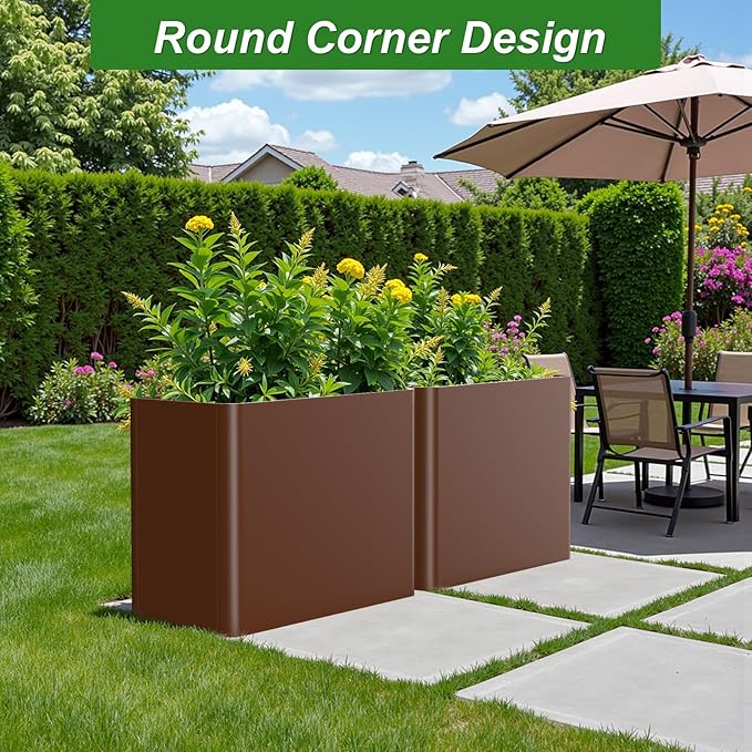 Metal Rectangular Planter Box 36" L x 15" W x 24" H, Large Planters for Outdoor Plants, Rectangular Tall Planters for Outdoor Plants with Drainage Holes