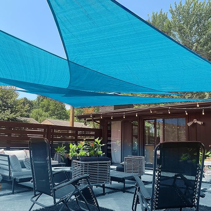 LOVE STORY Custom Size 7'x7'x7' Turquoise Blue Sun Shade Sail Triangle Sunhsade Fabric Awning Canopy for Patio Backyard Carport Pergola (Customized)