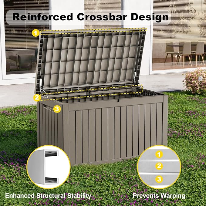 280 gallon Deck Boxes Resin Material Outside Storage Box Large Storage Bins with Lids Deck Boxes Outdoor Waterproof for Outdoor Use