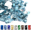 GRISUN Aqua Blue Fire Glass for Fire Pit, 20 Pounds 1/2 Inch High Luster Reflective Tempered Glass Rocks for Natural or Propane Fireplace, Safe for Outdoors and Indoors Firepit Glass