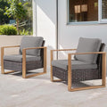 Belord Patio Wicker Chairs Set of 2-350 LBS Weight Capacity Wicker Outdoor Club Chair Set with Metal Wide Armrests for Porch Deck Sunroom Backyard