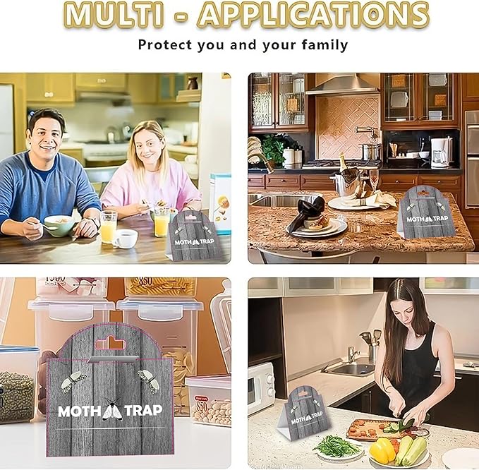 Pantry Moth Glue Traps (12 Packs) Pantry Moth Killer for House Pantry | Non-Toxic and Odorless for Food and Cupboard Moth | Super Strong Glue for Moth Catcher | Grey