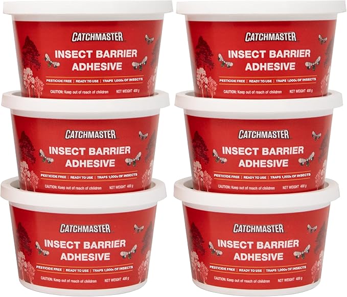 Catchmaster Tree Banding Insect Barrier 6Pk, 15oz Pails, Lanternfly & Ant Traps, Outdoor Adhesive Crawling Insect Trap, Glue Traps to Protect Trees, Fruit & Plants