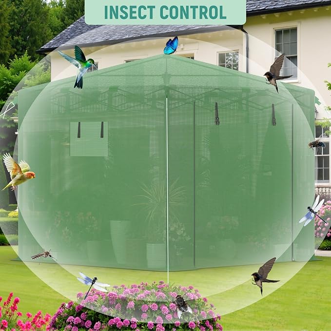 Pop Up Greenhouse, 10x10 FT Pop Up Green House for Outdoors, Portable Greenhouses, Walk-in Greenhouses, Popup Greenhouse Kit, Easy Set Up