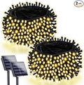 2 Pack 90FT Solar Christmas Lights, Super Bright 160 LED Solar Lights String with 8 Lighting Modes, Outdoor Waterproof Green Wire Solar Twinkle Light for Xmas Garden Decorations (Warm White)