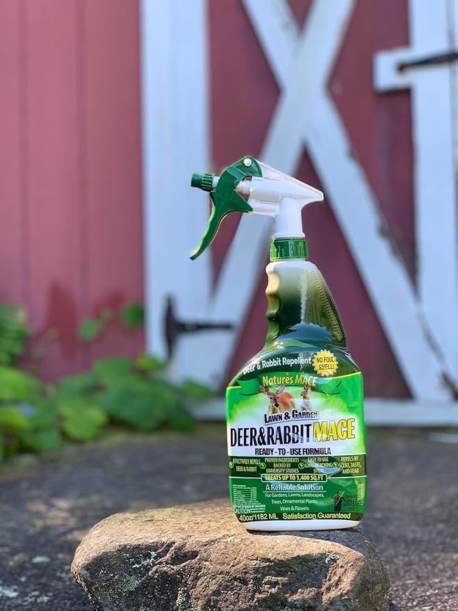 Nature’s Mace Deer and Rabbit MACE, Deer Repellent Spray For Plants, 40oz Ready-To-Use, Deer Deterrent, For Home & Garden, Protect Plants Fast, Keep Deer Out, Safe Around People, Pets, Plants, Produce