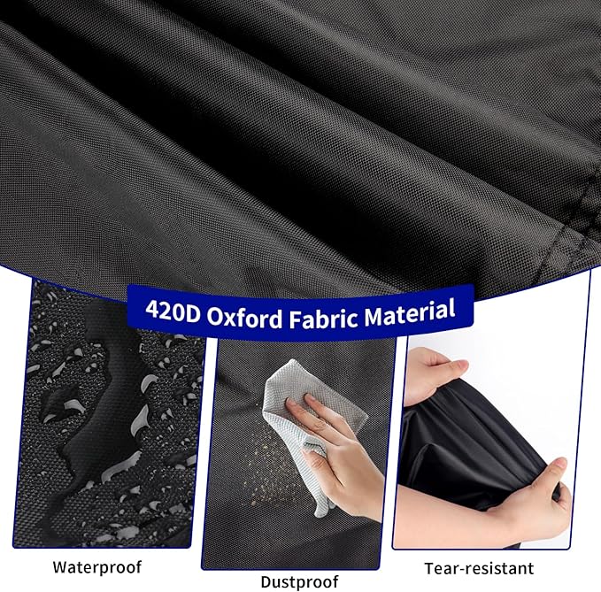 Saking 42" Rectangular Fire Pit Tables 2-Piece 50,000 BTU Outdoor Propane Gas Fire Pit Cover Rectangular, 42in &16.5in, Waterproof & UV-Resistant, Patio Set Cover, Black