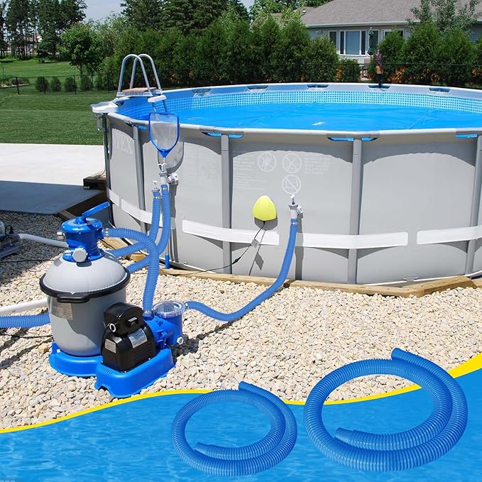 2 Pcs 1.25" Pool Hose, 59" Long Accessory Pool Pump Replacement Hoses, Compatible with All Above Ground Pool Filter Pumps that Use 1 1/4 Diameter Hoses