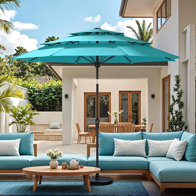 Patio Umbrellas, Pool Umbrella, Outdoor Umbrella with Push Button Tilt/Crank, Deck Umbrellas, Market Umbrela Table for Backyard, Deck, Garden, Pool