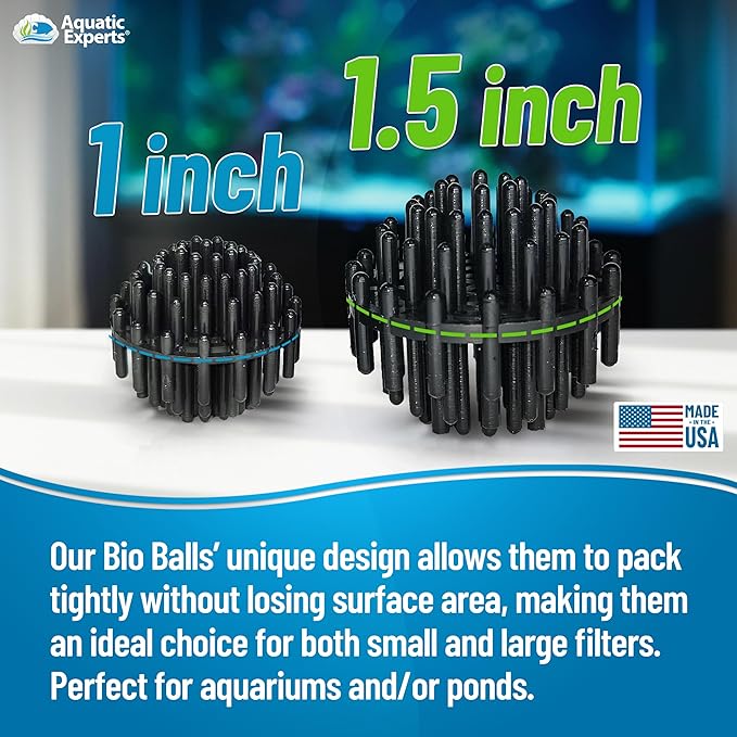 Aquatic Experts Bio Balls Filter Media, 1 Inch Small Bio Ball for Ponds and Aquarium Filters, Perfect Aquarium Filter Media, Made in The USA, (250 Count with Mesh Bag)