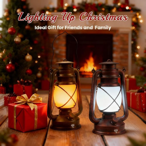 2 Pack Bronze Vintage 4 Modes Light LED Lanterns，Rechargeable Dancing Flame Lanterns Decorative Outdoor&Indoor, Remote Control Waterproof Hanging Lights for Camping,Patio Garden Pathway