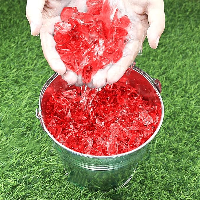 GRISUN Red Fire Glass for Fire Pit, 1/2 Inch 10 Pounds High Luster Reflective Tempered Glass Rocks for Natural or Propane Fireplace, Safe for Outdoors and Indoors Firepit Glass