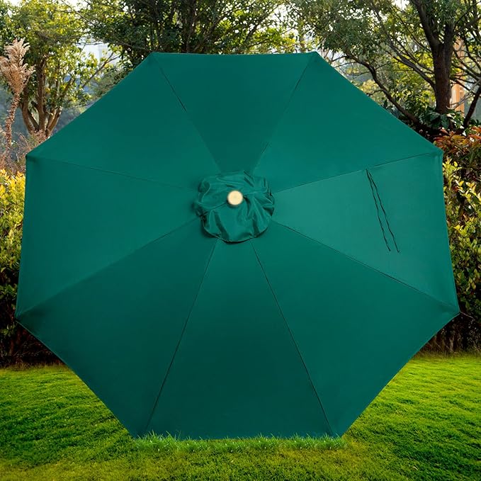 9ft Bamboo Umbrella, Outdoor Patio Umbrella, Waterproof Market Umbrella, 8 Ribs Table Umbrella with Pulley Lift for Garden, Deck, Pool, lawn, Backyard