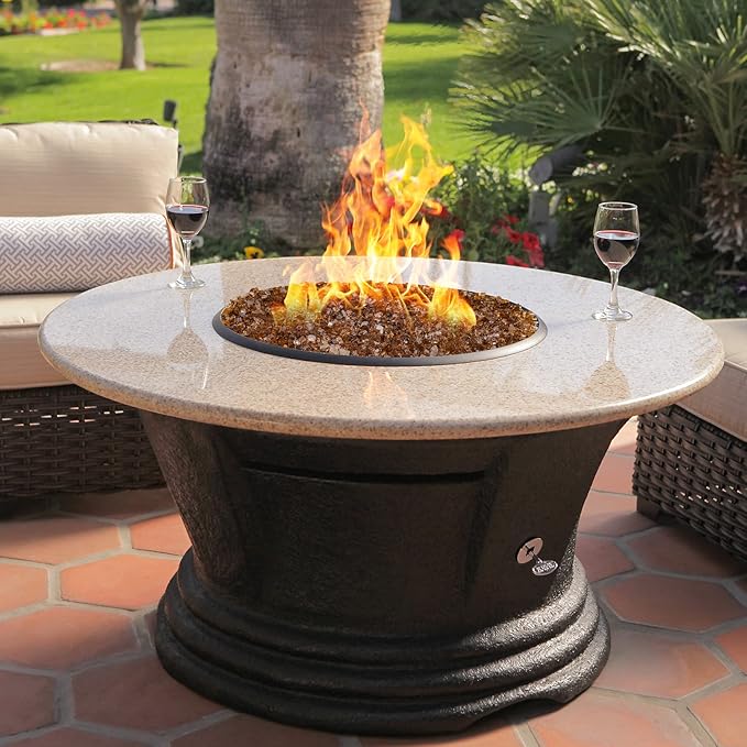 Onlyfire 10 pounds Fire Glass for Propane Gas Fire Pit, 1/4-Inch High Luster Fireplace Glass Rocks for Fire Pit Table, Copper