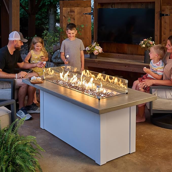 Mesida Fire Glass for Propane Fire Pit, 1/2 Inch Reflective Firepit Glass Rocks for Fireplace, Outdoor Fire Table & Landscaping, 10 lbs Tempered High Luster Glass,Copper