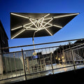 PURPLE LEAF 12 Feet Double Top Deluxe Solar Powered LED Square Patio Umbrella Light Patio Umbrella Outdoor Cantilever Umbrella with Lights, Grey