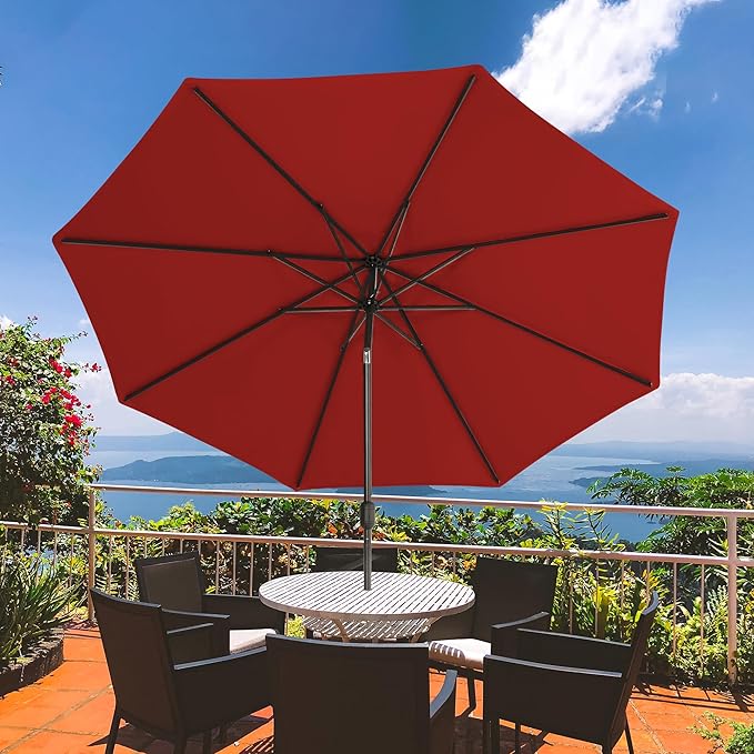 Sundale Outdoor Olefin 5-Year-Non-Fading Patio Umbrella with Sand Bag Umbrella Base, Outdoor Umbrella with Tilt and Crank