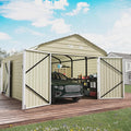EROMMY 12x20 FT Heavy Duty Carport - Galvanized Steel Frame Car Shelter with Reinforced Base, Enclosed Storage Shed for Cars & Trucks, Gray