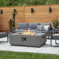 42 Inch Propane Fire Pit Table w/Wind Guard, Modern Gas Fire Pits for Outside Patio, Ignition Systems Firepit, 50,000 BTU Outdoor Fire Table for Patio Backyard Deck