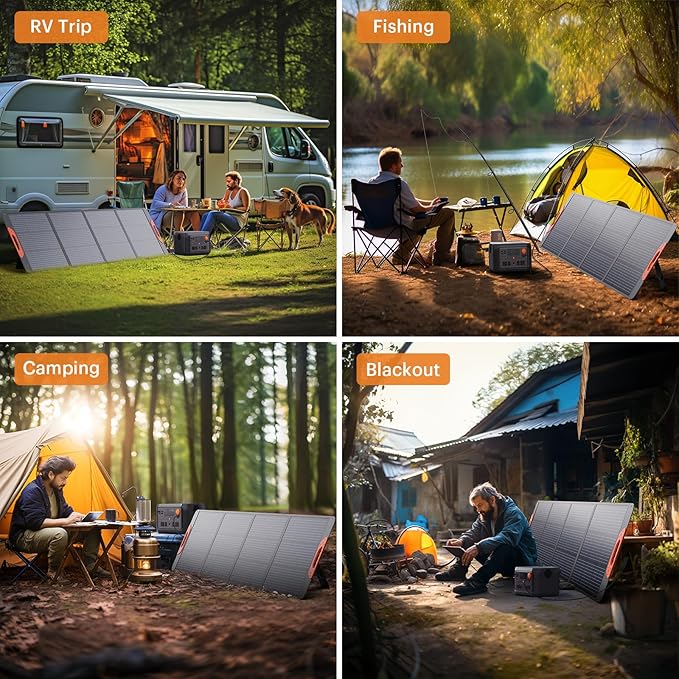200 Watt Portable Solar Panel for Power Station,Camping Essentials, 20V Foldable Solar Charger with Solar Cable,23.5% High Efficiency IP67 Waterproof 4 Kickstands for RV Camping Gifts