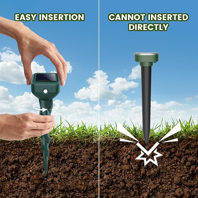 Mole Repellent Solar Powered, 11 Pack Ultrasonic Snake Groundhog Gopher Vole Repellent for Lawn & Yard