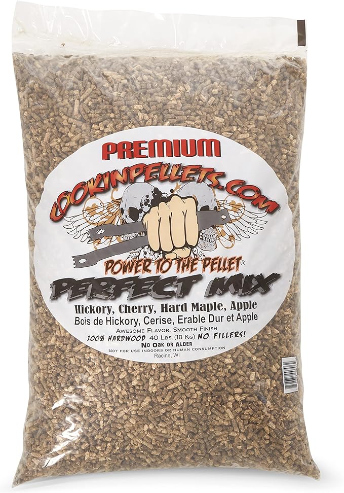 CookinPellets 40PM Perfect Mix All-Natural Hickory, Cherry, Hard Maple, and Apple Grill Smoker Smoking Hardwood Wood Pellets, 40 Lb Bag (3 Pack)