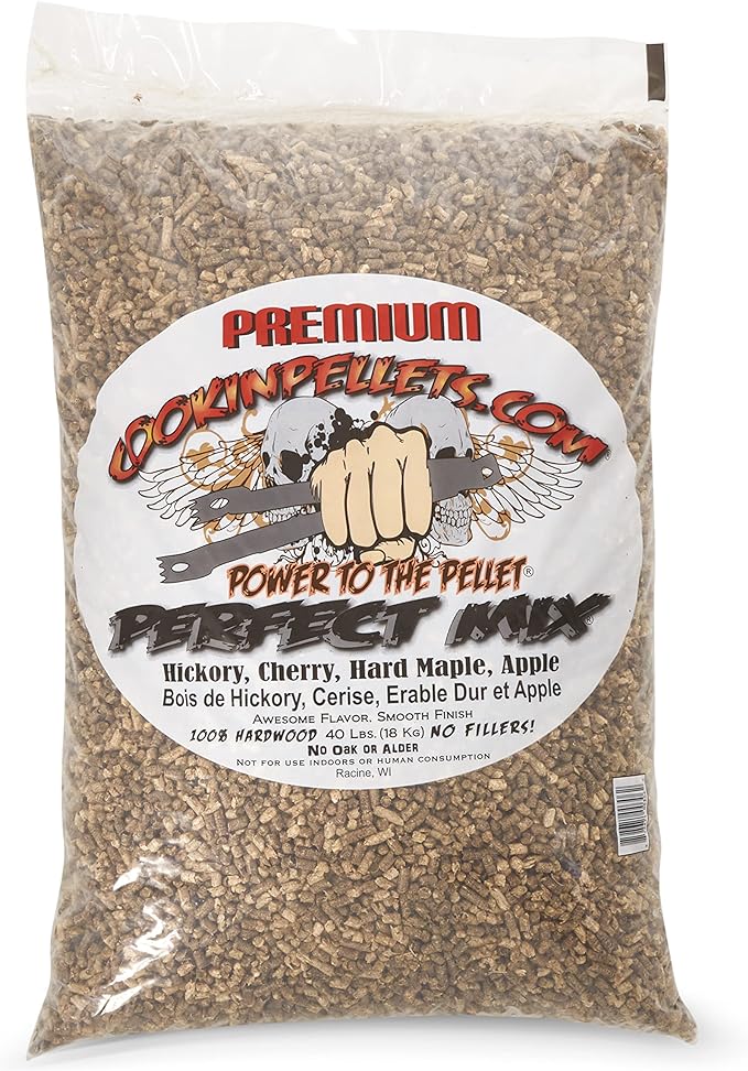 CookinPellets 40 Lb Perfect Mix Hickory, Cherry, Hard Maple, Apple Wood Pellets Bundle with CookinPellets Premium Hickory Grill Smoker Smoking Wood Pellets, 40 Pound Bag