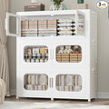 150Gal Exra Large Stackable Storage Bins with Lid, 600QT Collapsible Storage Box with 6x Wheels, Folding Plastic Cabinet Container with Door Drawer for Home Kitchen Office Dorm, 3Pack White