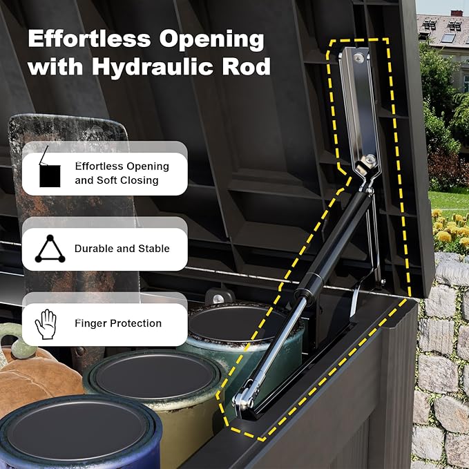 150 Gallon Outdoor Storage Box – Resin Deck Box with Lockable Lid, Waterproof Patio Furniture Storage for Tools, Garden & Yard Organization