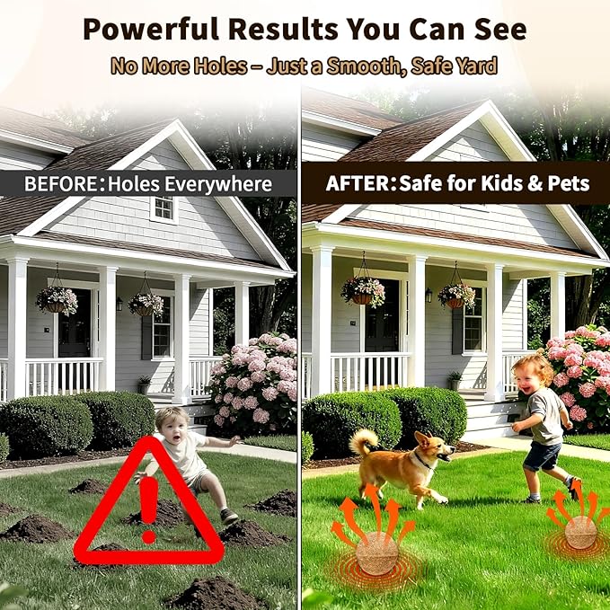 Powerful Mole & Vole Repellent Balls for Yard, Repel Groundhug, Armadillo, Mole, Vole, Gophers, Natural Essential Oil Formula, Safe for Kids & Pets, Long-Lasting Outdoor Yard Protection