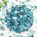 Fire Glass for Propane Fire Pit, 1/2 Inch High Reflective Fireplace Glass Rocks for Fire Pit Table, 10 lbs Fire Pit Glass Rocks for Outdoor Fire Table and Landscaping, Aqua Blue
