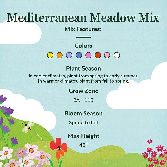 Ferry-Morse Mediterranean Mix Bulk Wildflower Seeds, 1lb