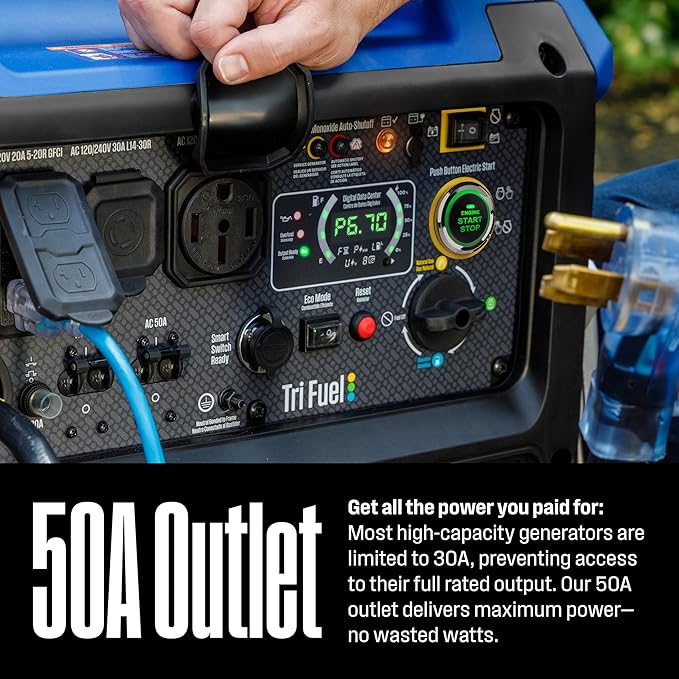 Westinghouse 11000 Peak Watt Tri-Fuel Portable Inverter Generator, Remote Start, Transfer Switch Ready, Gas/Propane/Natural Gas Powered, Low THD, Safe for Electronics, Parallel Capable, CO Sensor