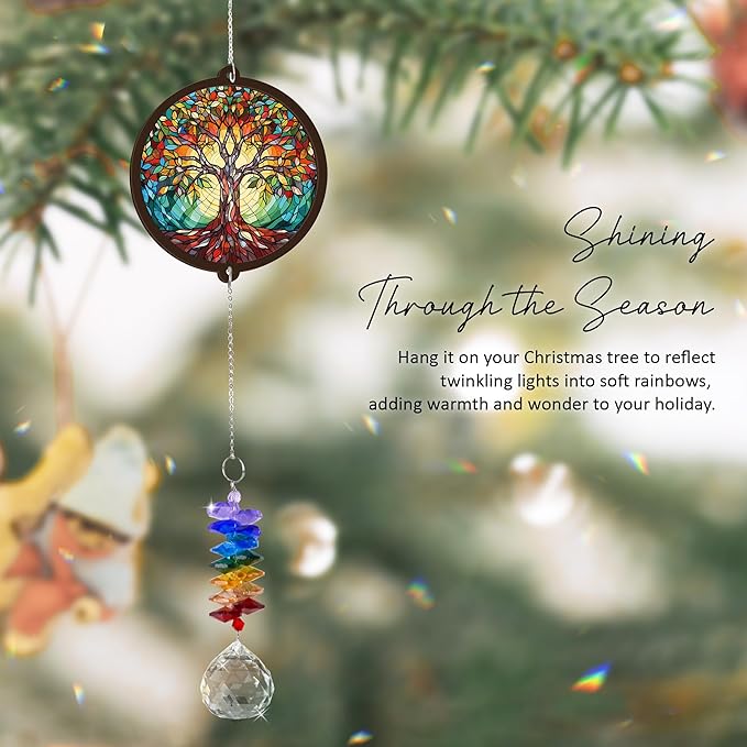 GIFTELIX Memorial Suncatcher - Tree of Life Ornament - Sympathy Gift for Loss of Loved One - Bereavement Gifts - Condolence Gift - Memorial Rainbow Maker - Remembrance Ornament - Funeral Keepsake