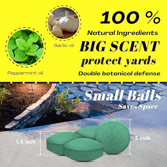 18 PCS Deer & Rabbit Repellent for Outdoor Plants, Natural Garden Yard Deterrent Balls, Long-Lasting Protection for Outdoor Trees, Flowers & Vegetables | Pet-Safe