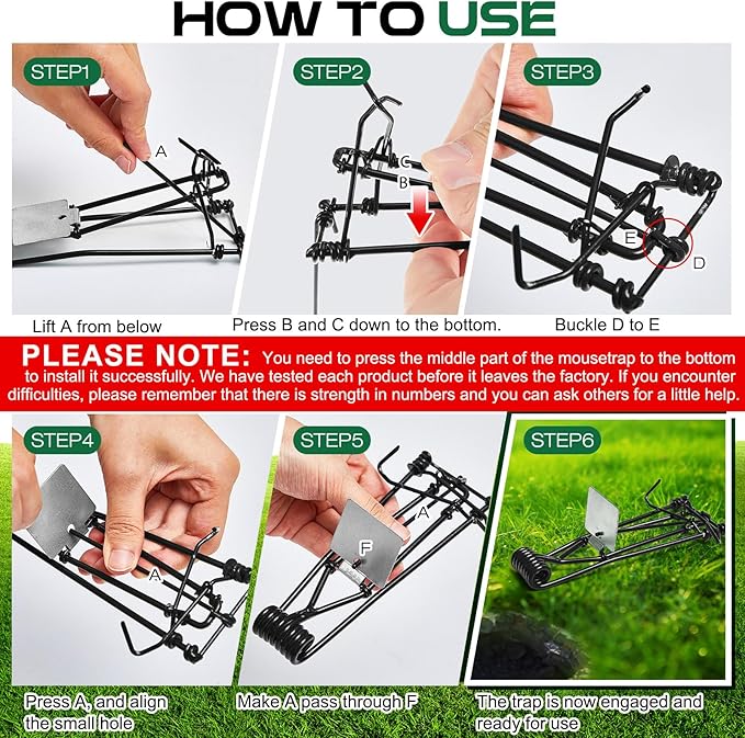 Qualirey 8 Pcs Outdoor Gopher Trap Easy Set Mole Trap Weather Resistant Gopher Killer Vole Killer for Lawn Garden Farm (Black)