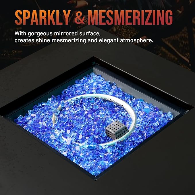 Skyflame High Luster 10-Pound Regular Fire Glass for Fire Pit Fireplace Garden Landscaping Cobalt Blue 1/4" Size