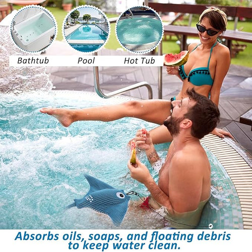 2 Pack Hot Tub Scum Absorber, 2025 Upgrade Reusable Scum Devilfish Hot Tub Absorber Accessories Hot Tub Sponge for Spa & Pool Cleaner, Hot Tub Oil Absorbing Keeps Water Clean