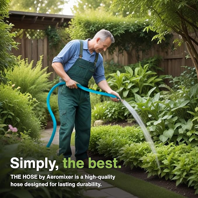 Aeromixer THE HOSE - 3/4 Inch Garden Hose 50 Ft, Kinkless Commercial Garden Hoses, Heavy Duty Industrial Water Hoses for Outdoors, 650 PSI High-Pressure Watering Tool for Farming and Gardening