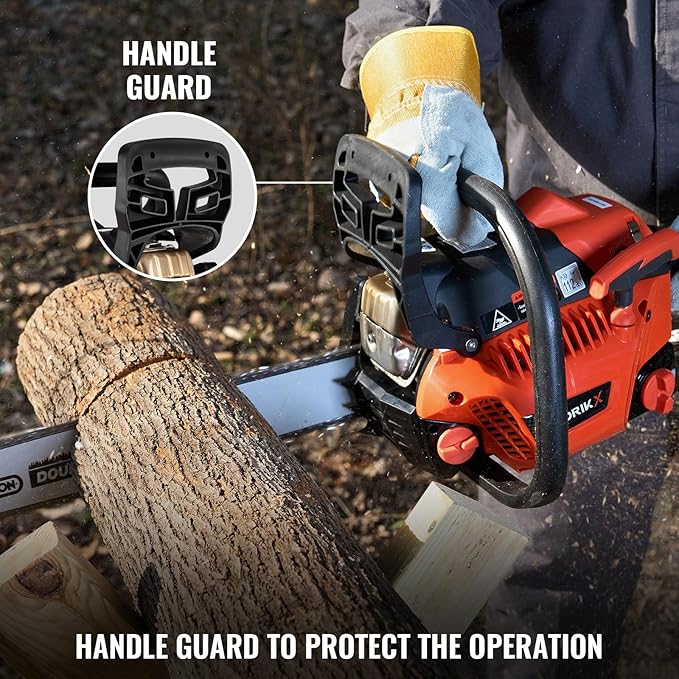Gas Chainsaw Powered 42CC 18&16 Inch Chainsaw For Tree Trimming Wood Cutting 2.3 HP Handheld Chain Saw Gas With Automatic Oiler Christmas Birthday Gift For Husband Man Dad