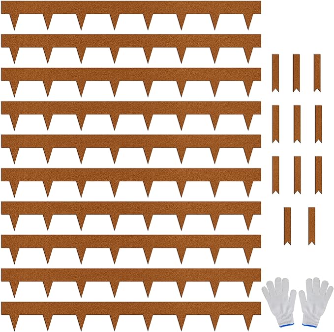 Worth Garden 33ft. Galvanized Steel Landscape Edging - 10-Pack 40" Metal Edging for Landscaping with 11 Stakes, Rust-Colored Powder Coating Hammer-in 4.5" Height Lawn Edging for Yard Pathway Divider