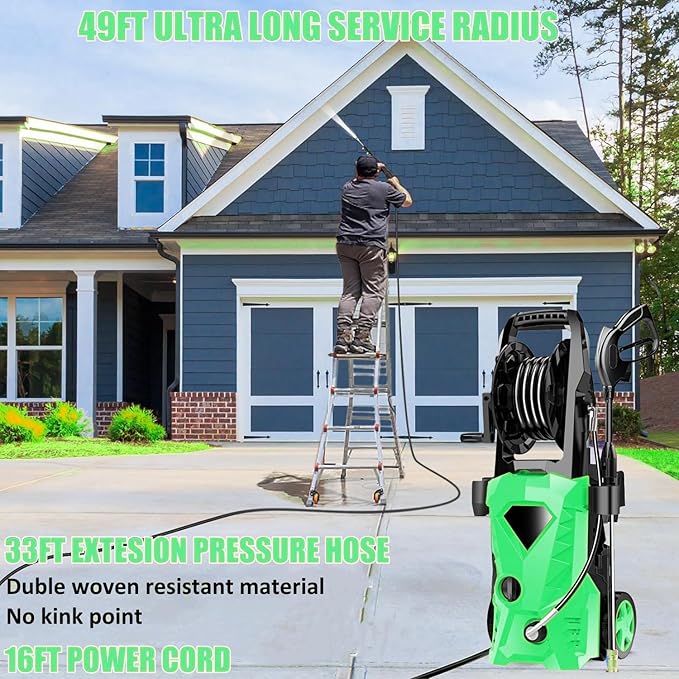 Imdot 5000PSI Eectric Pressure Washer 2025 2.8GPM High Power Washer with 4 Pressure Nozzle and Soap Bottle for Home, Car Washing, Fence Cleaning, Patio (Light Green)