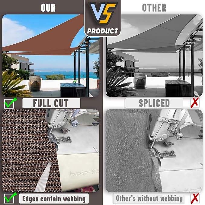 LOVE STORY Custom Size 7'x10'x12.2' Brown Sun Shade Sail Right Triangle Sunhsade Fabric Awning Canopy for Patio Backyard Carport Pergola (Customized)