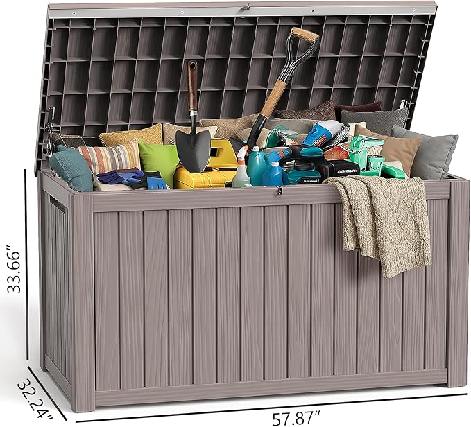 280 gallon Deck Boxes Resin Material Outside Storage Box Large Storage Bins with Lids Deck Boxes Outdoor Waterproof for Outdoor Use