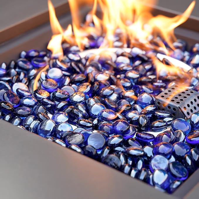 Mr. Fireglass 10 Pound Fire Glass Beads, 1/2" Reflective Round Fire Glass Drops for Fireplace Fire Pit & Lanscaping, High Luster Royal Cobalt Blue