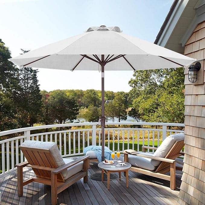 ABCCANOPY OLEFIN® 5-Year No Fading 9FT Patio Umbrella, Outdoor Table Umbrella with 8 Sturdy Ribs for Deck, Backyard, Picnic (White)