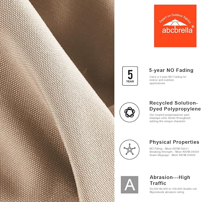 ABCCANOPY OLEFIN® 5-Year No Fading 9FT Patio Umbrella, Outdoor Table Umbrella with 8 Sturdy Ribs for Deck, Backyard, Yard (Light Beige)
