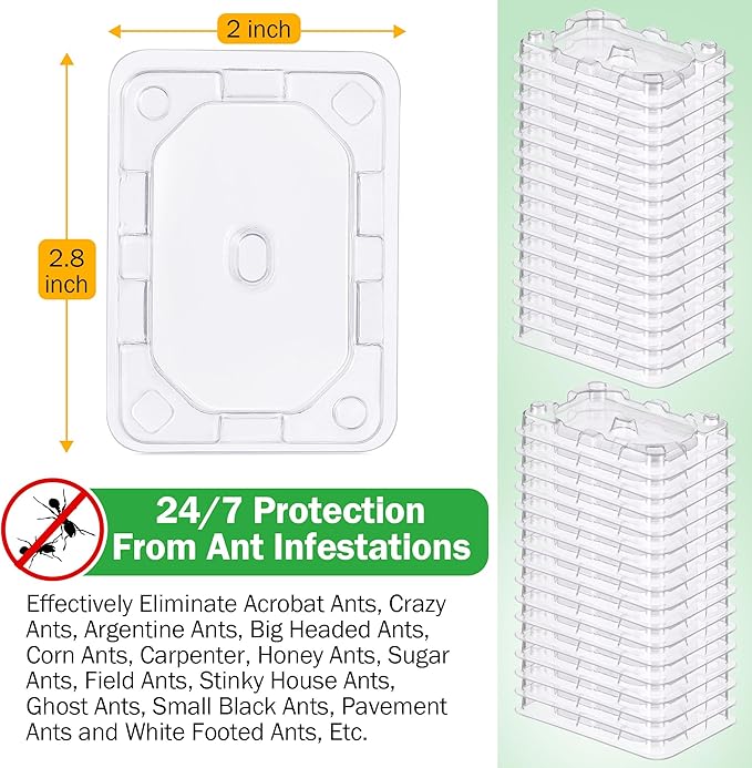 Qualirey 16 Pcs Ant Bait Stations Reusable (Bait NOT Included), Multi Surface Ant Killer Trap for Home, Control for Indoor and Outdoor Use, Roach Station for Common Household (8 Set, Standard Size)