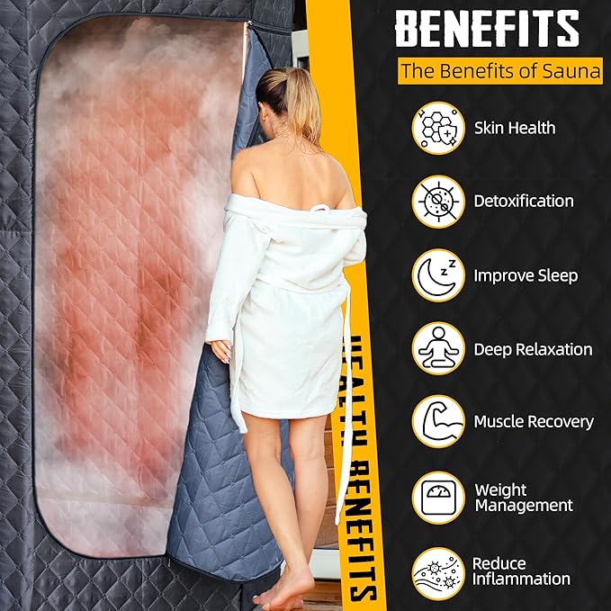 XL Portable Sauna Box, 4L Steamer Portable Steam Sauna for Home, Personal Sauna with Big Sauna Chair, Remote Control, Gray, 1400W